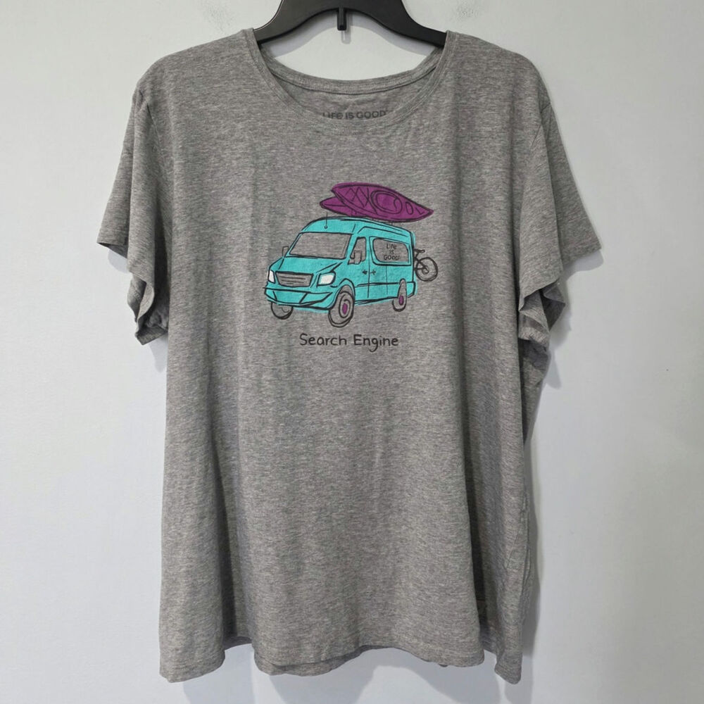 Life is Good Search Engine Women's Tshirt XXL Camper Van